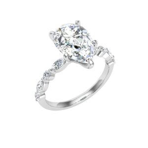 Pear Cut Set On A Marquise And Dot Half eternity Pavé Band Diamond Ring